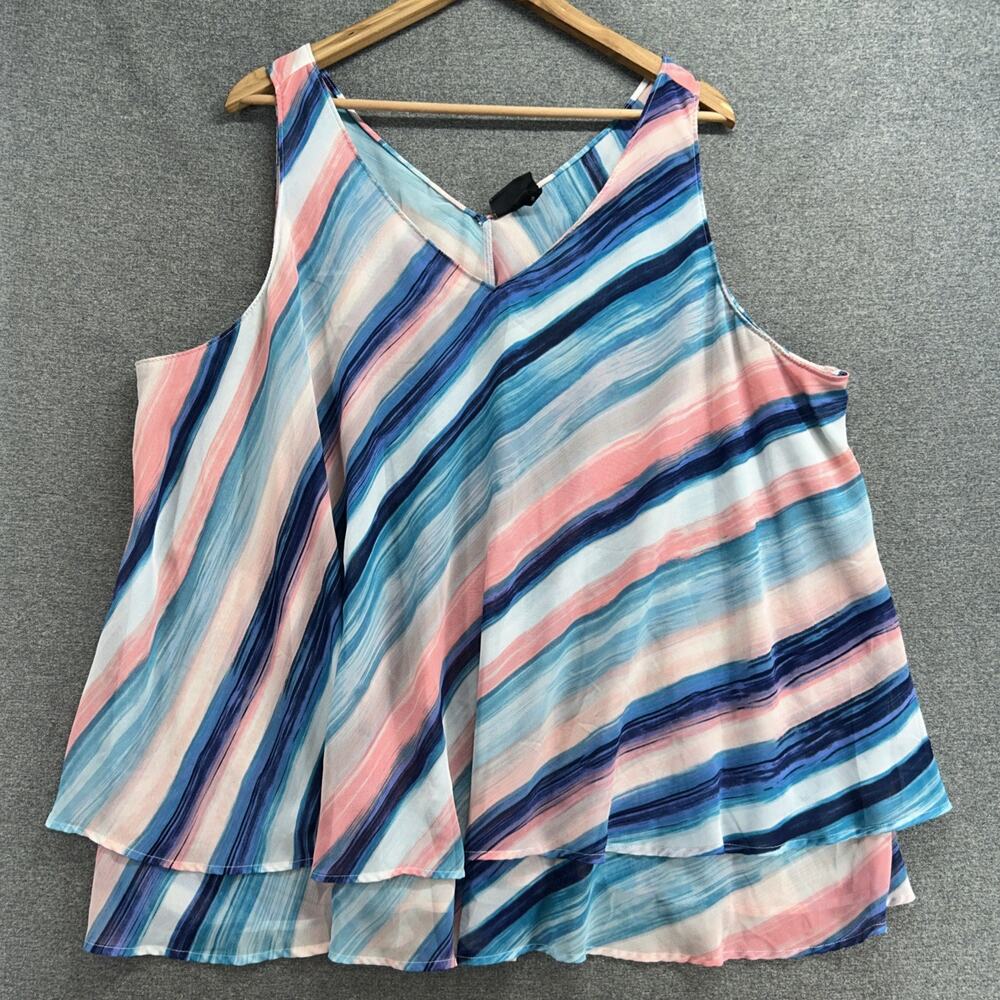 Lane Bryant Blouse Size 28 Multi Color Double Layered Casual Sleeveless Top